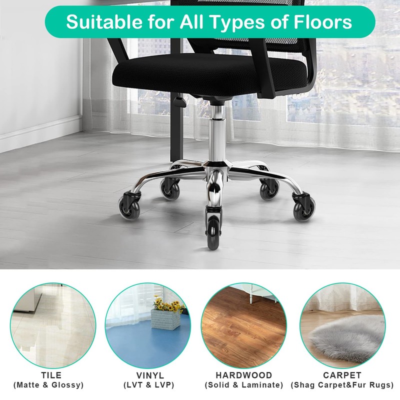 Hirate 3" Office Chair Casters Wheel with 3/8"-16UNC Threaded Stem
