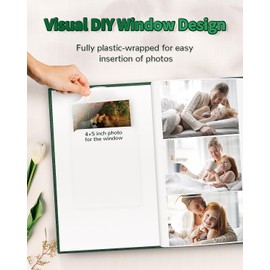 Artfeel Photo Album 4x6 with 300 Pockets,Slip-in Picture Albums,Linen Cover Memory Book with Front Window,White Page Vertical Photo Book for Wedding,Family,Anniversare,Baby,Vacation