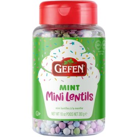 Gefen Mint Candy Coated Chocolate Lentils, 10oz | Mini Chocolate Lentils for Baking and Decorating | Corn Free | Dairy Free | Kosher (including Passover)