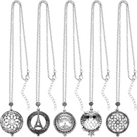 10 piezas de collar largo de lupa con colgante de lupa de lectura (plata antigua)