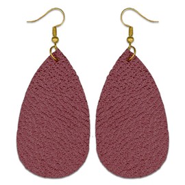 Leather Trendy Drop Earrings For Women - Cute Glitter and Sparkly Dangle Earrings | Large and Bright Colors Aretes De Mujer |1 & 3 Layered Lightweight Faux Leather Leaf Earings (Maroon(single layer))