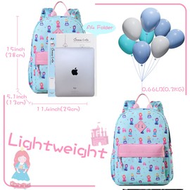 Mochila para niños con diseño de unicornio para niñas y niños pequeños con hebilla frontal en el pecho, de VONXURY (Princesa Azul)
