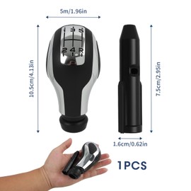 Gear Knob 5 Gears, Gear Knobs, Universal Gear Knob, 5 Speed Gear Knob for 206, 207, 307, 308, 407 Ergonomic Gear Lever with Adaptor, Made of ABS