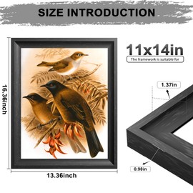 Tinkeps 11x14 Picture Frame Black with Black Back Board, Curved Extra Wide Edges, Wooden Vintage Style Picture Frame 11x14 inches for Wall Decor.