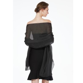 BEAUTELICATE Stole Scarf Women's Festive Lightweight Wrap Scarves Silk Scarf Summer for Evening Dress Wedding Wedding Dresses Sand Beach, black