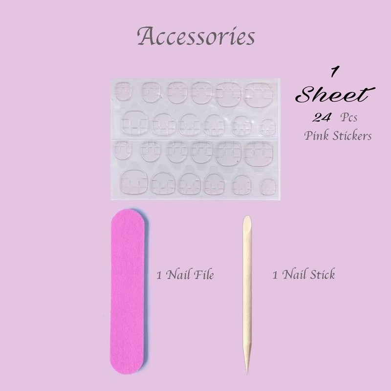 Gloss & Go 24 Reusable Artificial Fake Nail Set| Light
