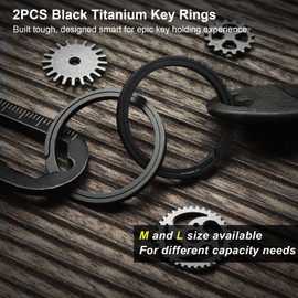 Titanium Key Rings Heavy Duty Side Pushing Split Black Keyrings for Key Carabiner Quick Release Keychain Rings