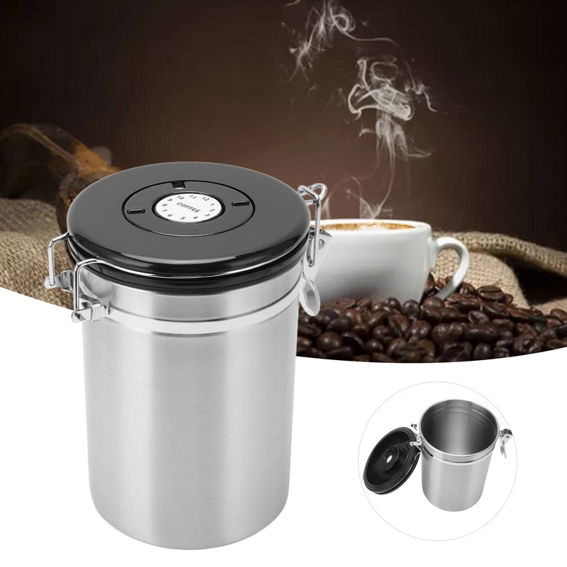 Coffee Bean Storage Stainless Steel Airtight Container Coffee with 30ml
