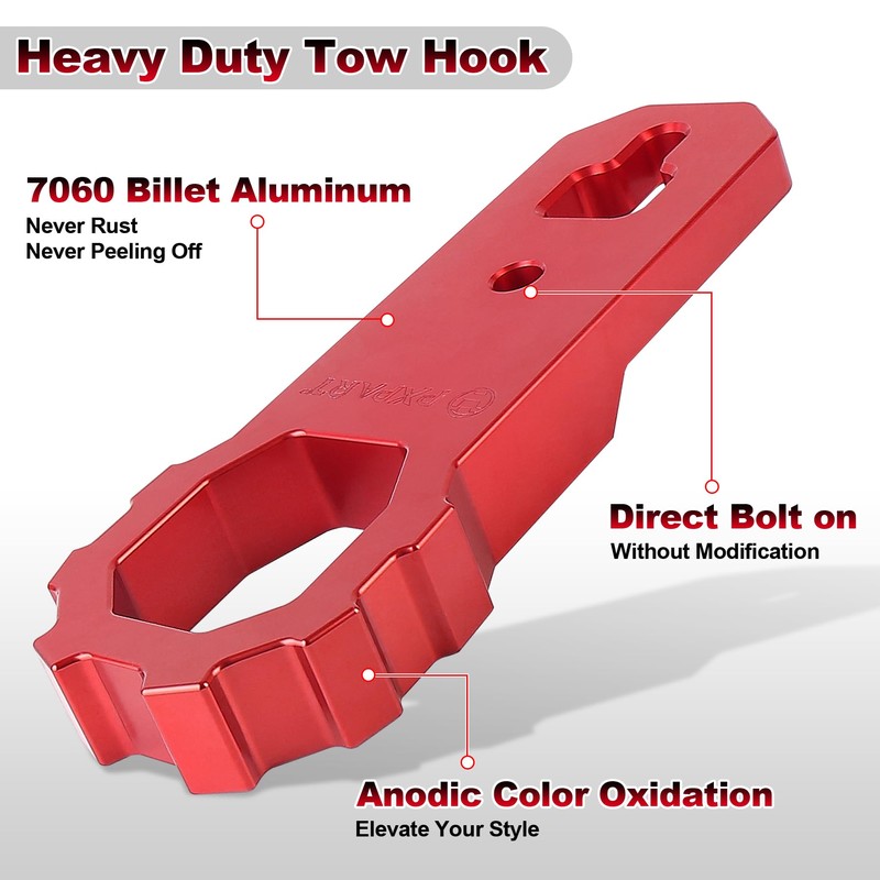 PXPART Red Tow Hooks, Front Bumper Heavy Duty Towing Replacement
