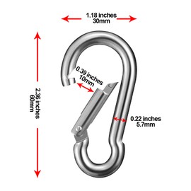 Luvtree M6 304 Stainless Steel Carabiners, 6cm x 3cm, Pack of 6 - Secure Parasols, Beach Gear, Hiking, Camping, Home Organisation, Travel, Car, Gym, Garden Tools, and Patio Decorations