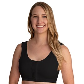 Gentle Touch Surg-Ease Bra in Black with Hook and Loop Front Closure- Post Mastectomy Recovery Bra, Made in USA | 4XL