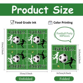 Pack of 40 Napkins Football 33 x 33 cm Children's Birthday Green Football Napkins for Football Games Theme Parties Birthdays Sports Events