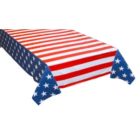 Iconikal July 4th Plastic Tablecloth Table Cover, American Flag, 54 x 108-Inch, 3 Pack