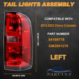 Nakuuly Tail Light Assembly Compatible With 2015-2022 Chevy Colorado Factory Style Right Passenger Side Taillight Brake Rear Lamp Red Clear Lens with Bulb and Harness # 84169778 GM2801270