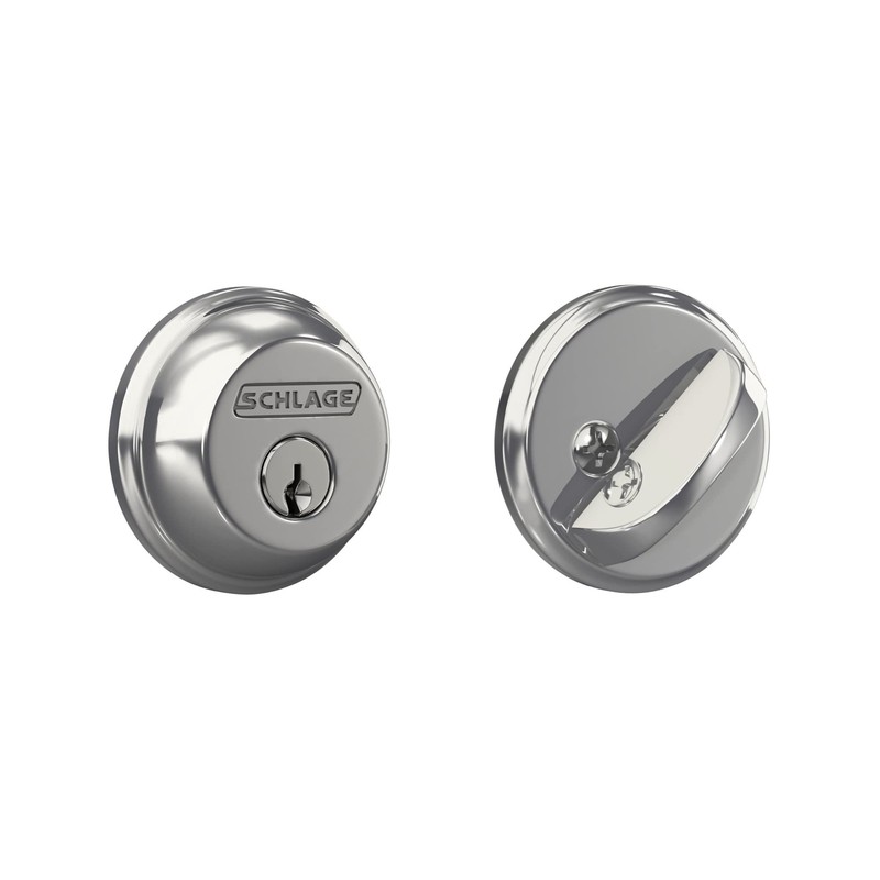 SCHLAGE B60N625 Deadbolt, Keyed 1 Side, Bright Chrome