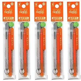 Pilot LFBKRF12EFO FriXion Ball Refill, 0.5mm, Orange, 1 Pack x 5 Pack Set