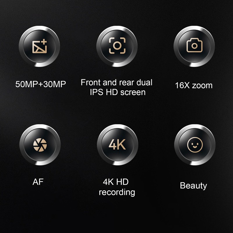 Digital Camera 4K HD Dual Cam Dual IPS Screen 16X