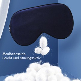 Schlafmaske Kinder, Maulbeerseide Schlafmaske Kinder Mädchen, Seidenweich Schlafbrille Kinder, Schlafmaske Seide, Geeignet für Kinder von 5 bis 15 Jahren, Verstellbarer Schultergurt (Marineblau)