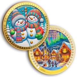 Sweet Couple Snowman Christmas Coin Merry Christmas Coin Christmas Ornaments Christmas Tree Decoration Home Decoration Christmas Badges Christmas Gifts for Family Friend