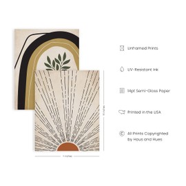 HAUS AND HUES Boho Prints Neutral Wall Art - Set of 6 Boho Art Prints Mid Century Modern Wall Art | Boho Prints Wall Art Boho Home Decor Boho Prints for Wall Boho Wall Decor (11x14 Unframed)