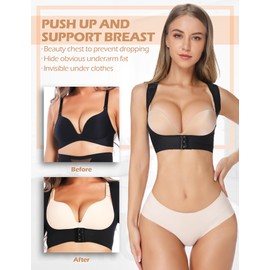 SLIMBELLE Chest Brace Up for Women Posture Corrector Under Clothes Shapewear Tops Breast Support Bra Black L