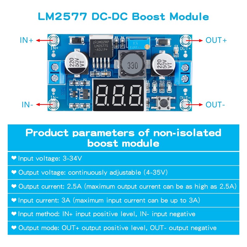 EC Buying LM2577 DC-DC Boost Module, Digital Display Board Adjustable