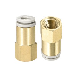 M METERXITY 2pcs 1/8 PT Female Pa Pipe Fitting Straight Union Push Connection Fitting for Pneumatic Systems 6mm Inner Diameter Gold