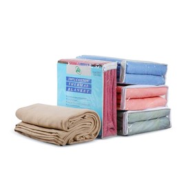 Groko Textiles 100% Soft Premium Ringspun Cotton Thermal Blanket Twin Size 66x96 Lightweight Warm Soft Breathable Blanket (Sand, 1)