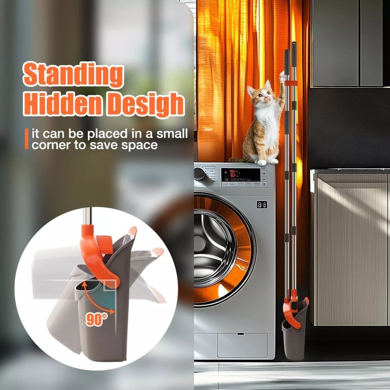 Durable Broom and Dustpan Set with 52" Adjustable Long Handle