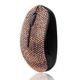 Bling Dazzling 2.4G Wireless Mouse Covered with Crystal Diamond Rhinestone, for PC, Tablet, Laptop, Notebook, Great Gift idea for Her - Rose Gold