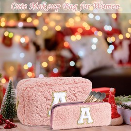 Parima Cosmetic Bag Women Girls Pink Cosmetic Bag Set Travel Cosmetic Bag Makeup Brush Bag Small Makeup Bag with Letters Cosmetic Bag Gifts for Women Teenager Girls Daughter, b