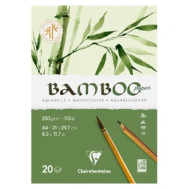 Clairefontaine 975919C Bamboo Watercolour Block Glued on One Side 20 Sheets Bamboo Paper 250 g DIN A4 21 x 29.7 cm 1 Pad