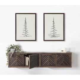 Kate and Laurel Sylvie Minimalist Evergreen Trees Sketch Framed Canvas Set by The Creative Bunch Studio, 2 Piece 18x24, Brown, 2