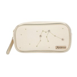 Depesche TOPModel 10861-035 Cosmetic Bag White Decorated with Aquarius Constellation Aquarius Approx. 19 x 10 x 5.5 cm Large for Storage of Make-Up and Cosmetics