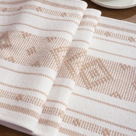 Tosleo Boho Table Runner Khaki Stripe Table Runner for Modern Farmhouse Decor Geometry Woven Runner for Home Dining Table décor Weddings Holiday 13 x 36 Inch Long
