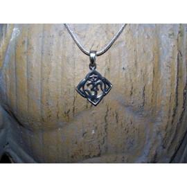 Sterling Star Om symbol in a sterling Silver pendent on 2mm 16-30-inch sterling necklace.