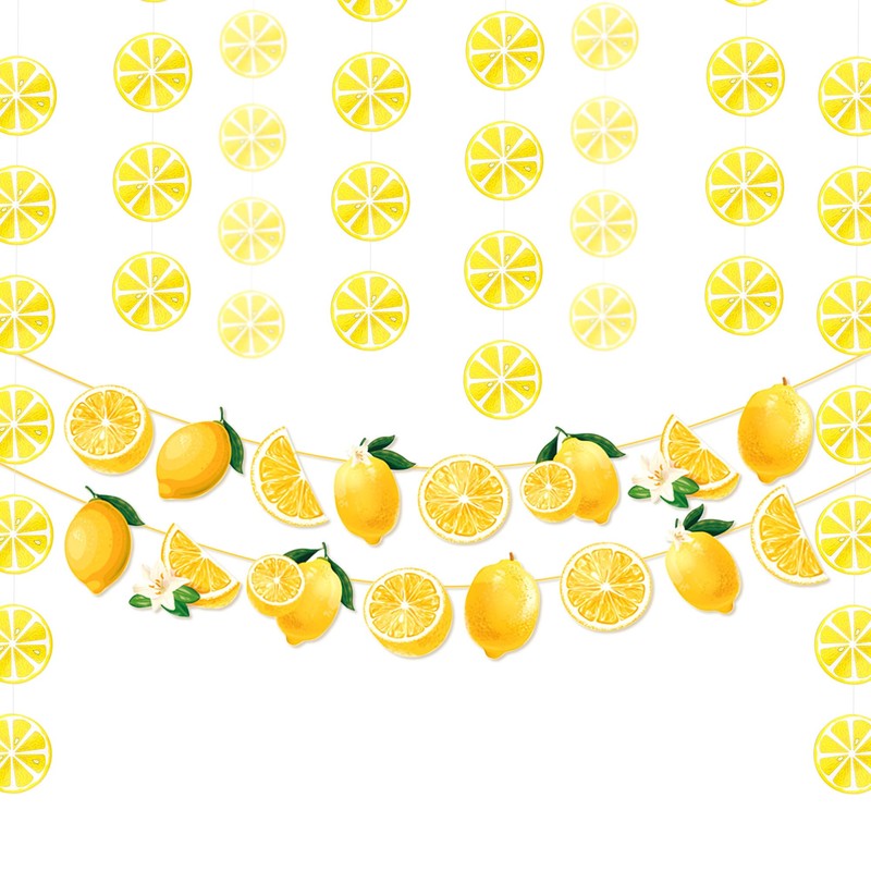 Yellow Lemon Banner Citrus Hanging Garlands Lemonade Party Decorations