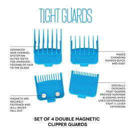 Gamma+ Kit 4 Blue Double Magnetic Guards For Gamma+ Clippers