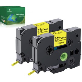 YUANQIMM Heat Shrink Tube Compatible with Brother HSe-611 HSe611 HS-611 HS611 Black on Yellow Label Tape for PTouch PTE300 PT-D600 Printer, 0.23" x 4.92ft, 5.8mm x 1.5m