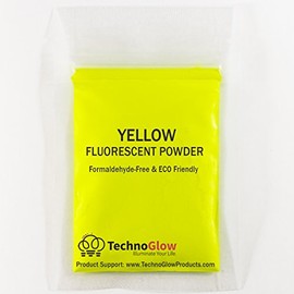 Fluorescent UV Powder Pigment | Black Light Reactive | Formaldehyde-Free & ECO Friendly | Multi-Purpose Use Tint Dye (0.5 oz, Yellow)