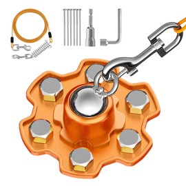 Tivray Dog Tie Out Stake and Cable, 360° Swivel Stake No Tangle, Heavy Duty Tether for Yard with 20 ft Cable, 6 Screw, Dog Runner Holds up to 180 lbs of Pull Force for Outside Camping Yard, Orange