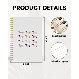 FISWAFY Colorful Dachshund Notebook, Gifts for Dachshund Lovers Journal, Weiner Dog Journal for Writing, Weiner Dog Gifts for Women Men Spiral Notebook, 5.5x8.3 Inch 546