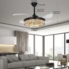 42" Retractable Ceiling Fan Light & Bluetooth Speaker Dimmable LED