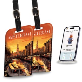 [Pack 2] tag8 Amsterdam Smart Bag Luggage tag |Trendy Luggage tag ID Identification Fashionable Digital Name tag | Airline Compliant, SITA World Tracer Code Enabled | Travel Gift idea, Collectible