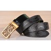 Lyqqine Men's Ratchet Leather Belt Classical Dragon Button Scalp Belt