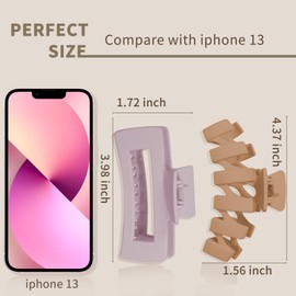 Large Hair Claw Clips Set, 8 Pack Matte Finish Hair Clips for Thick Hair, Neutral Colors (STYLE B)