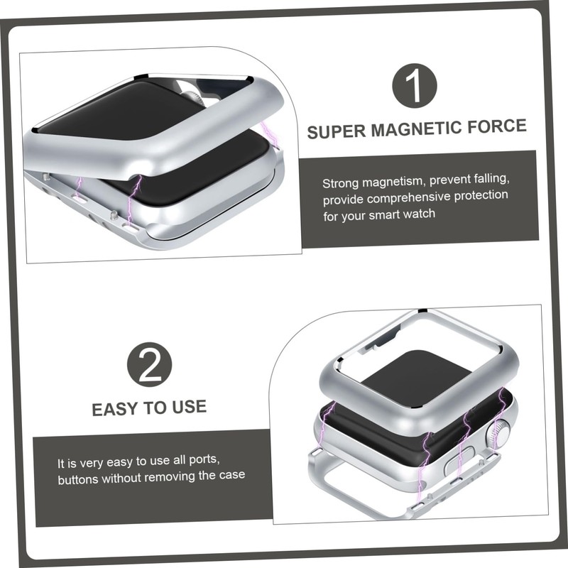 jojofuny Watch Case Magnetic Adsorption Protective Metal Frame Cover for