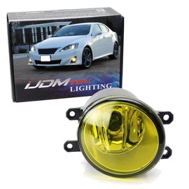 iJDMTOY LH Yellow Lens Halogen Fog Lamp Compatible With Toyota Camry Highlander Corolla Prius Tacoma Tundra Lexus IS GS ES CT LX RX Scion xA tC, Driver/Left Side Assembly w/ 55W H11 Halogen Bulb