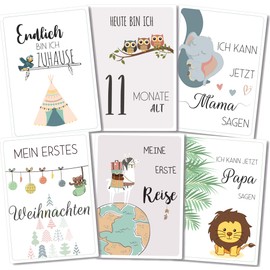 Baby Boy Girl Milestone Cards Baby Girl Newborn Baby Shower Gift for Parents to be With 40 cards, Mum + Dad can collect milestones in the 1st Baby year + share their luck