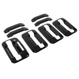 KUAFU Exterior Door Handle Cover Compatible with 2004-2014 Ford F-150 4DR 4 Door (with KeyPad Cutout) Stick-On Handle Covers Overlay Powder Coated Black 4Pcs